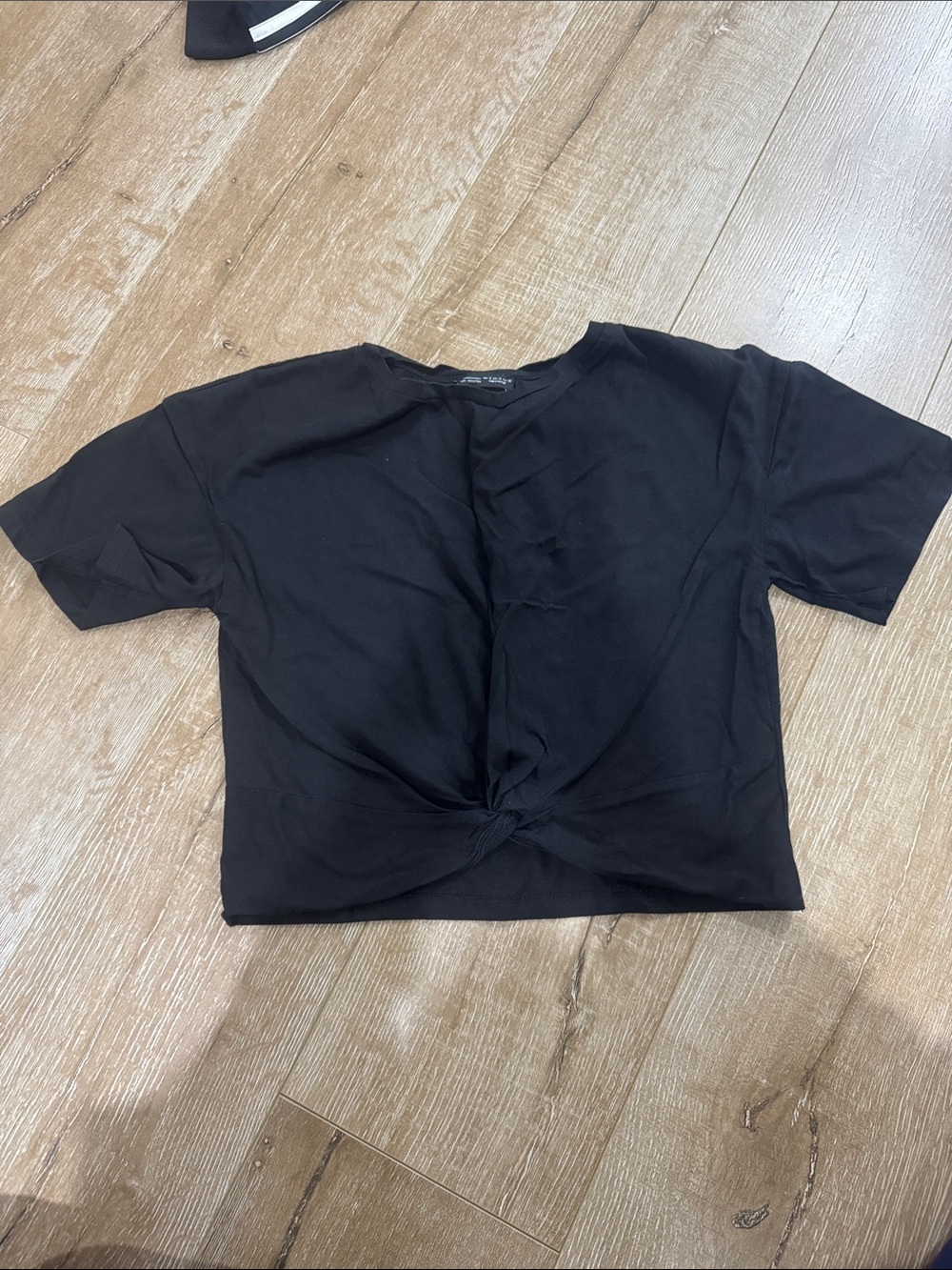 Zara Black Twist-Front Crop Tee